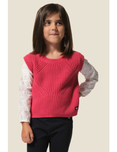 Pull fille col rond rond Garance