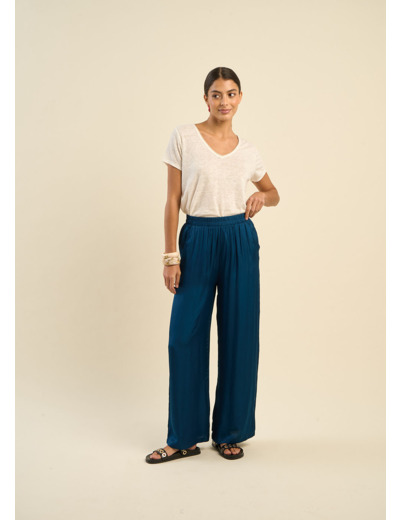 Pantalon large en satin