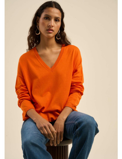 Pull maille fine col V