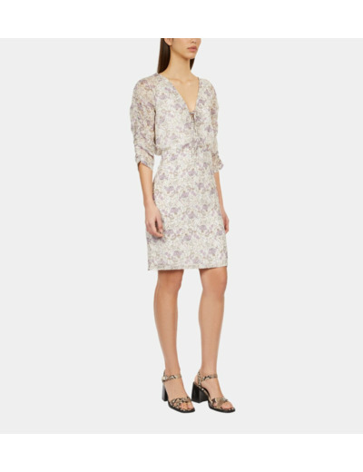 Robe Courte Imprimée Avec Laçage ecru/mauve chalk