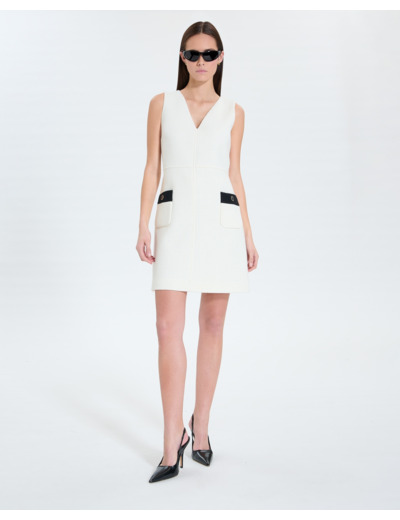 Robe courte en tweed écrue