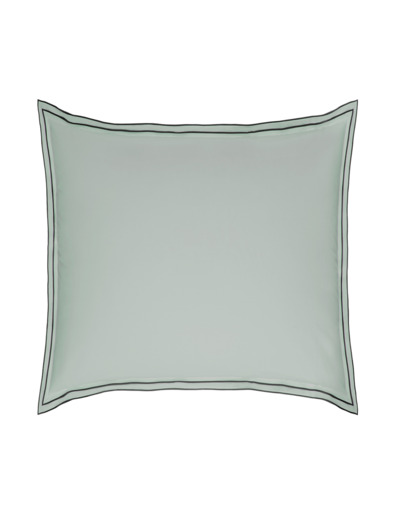 TAIE D'OREILLER | Pure White Percale Lavée - Light Green - Finition Black