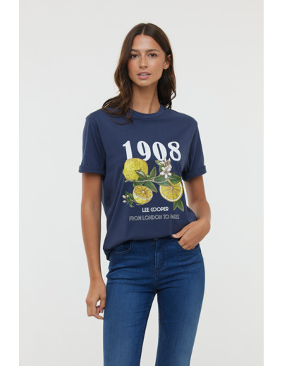 T-shirt mixte manches courtes avec graphisme  « Citron » placé poitrine