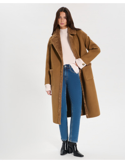Manteau Myrthe Noisette en Polyester
