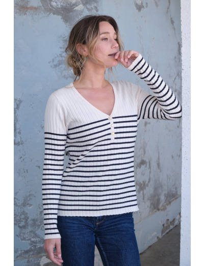 Pull femme avec col V Flavie