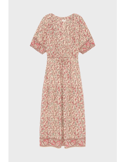 Robe longue cintrée imprimé végétal - POMME