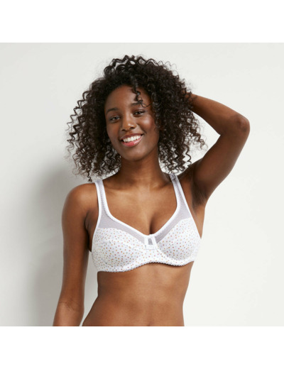 Soutien-gorge emboitant en coton bio et tulle motif pois Generous