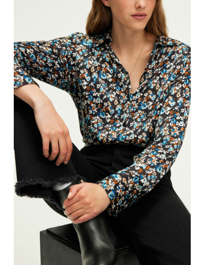 Chemise à fleurs en satin - BERNICE