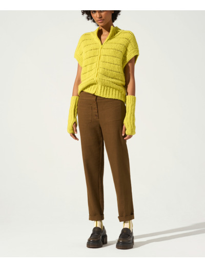 Pantalon droit kaki bronze