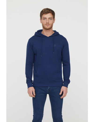 Hoodie basique en coton bio gratté et print poitrine