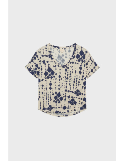 T-shirt V imprimé en coton - GAVINA