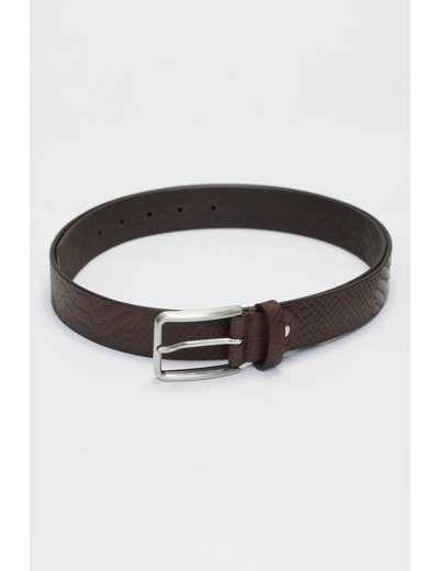 Ceinture en cuir effet peau de serpent et boucle argentée