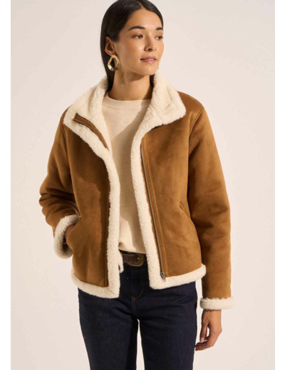 Blouson en fausse fourrure peau lainée