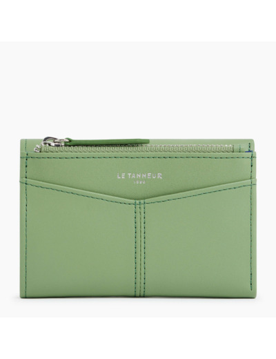 Portefeuille zippé Charlotte en cuir lisse