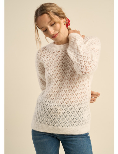 Pull à col rond à maille fantaisie