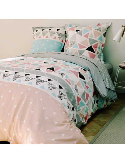 Parure housse de couette coton Louise | Parure imprimée | Blanc des Prés