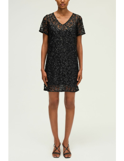 Robe courte à fleurs en sequins - LORINE