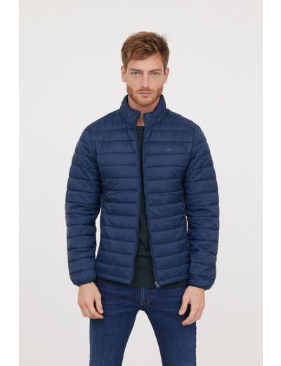 Doudoune légère basique manches longues en nylon, print poitrine, bandes élastiques côtés