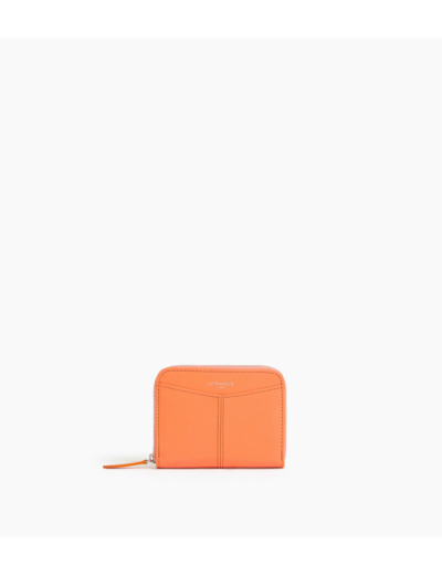 Porte monnaie zippé avec porte cartes amovible Charlotte en cuir lisse