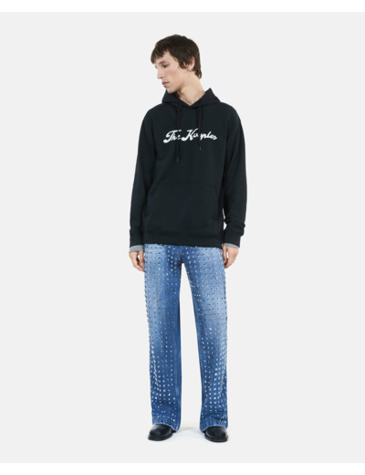 Sweatshirt Logo À Capuche Noir black washed