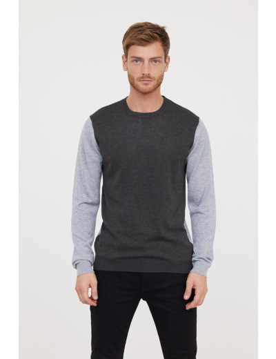 Pull col rond léger bicouleur