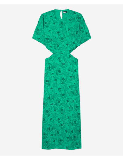Robe Longue A Manches Courtes Dos Nu green
