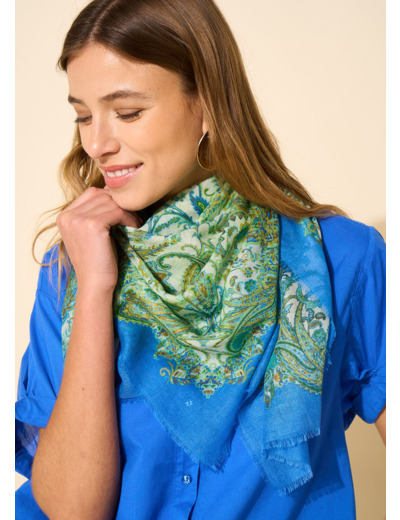 Foulard imprimé bleu