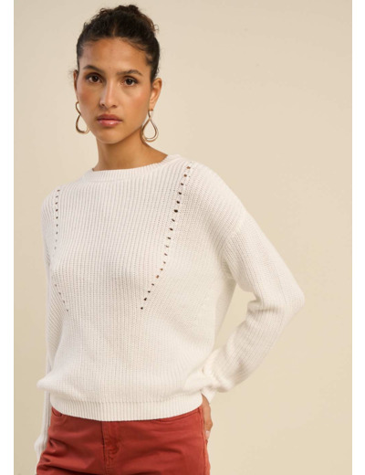 Pull à jeu de point col rond