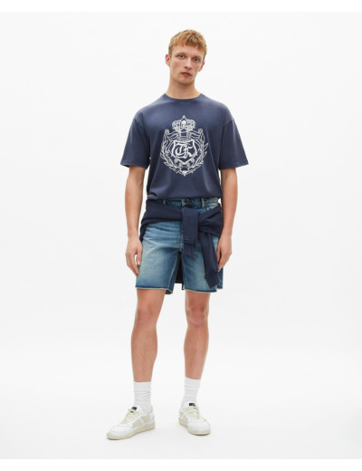 T-shirt manches courtes print blason dark navy