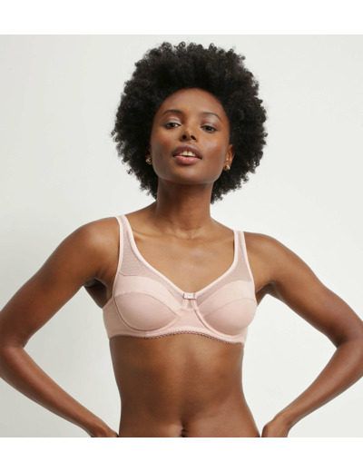 Soutien-gorge emboitant en coton bio et plumetis Rose Generous