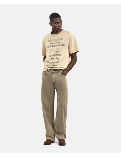 T-shirt manches courtes avec print beige taupe