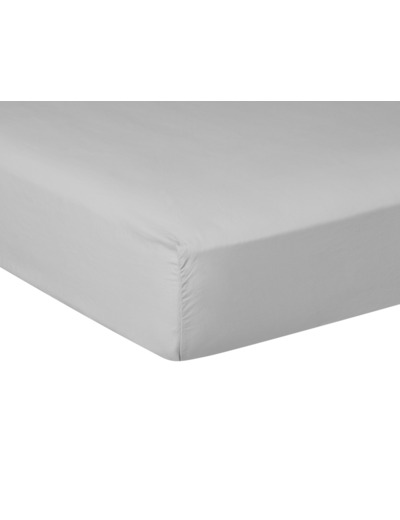 DRAP HOUSSE | Pure White Percale Lavée - Light Grey