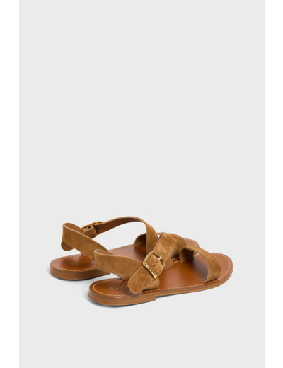 Sandales plates en cuir velours - NINON