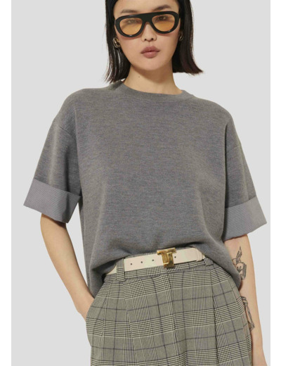 Pull Primer Gris en Laine Merinos Extrafine