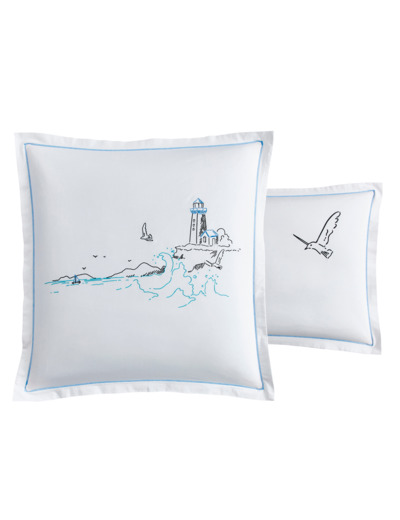 Taie oreiller brodée | Collection Phare | Tradition des Vosges