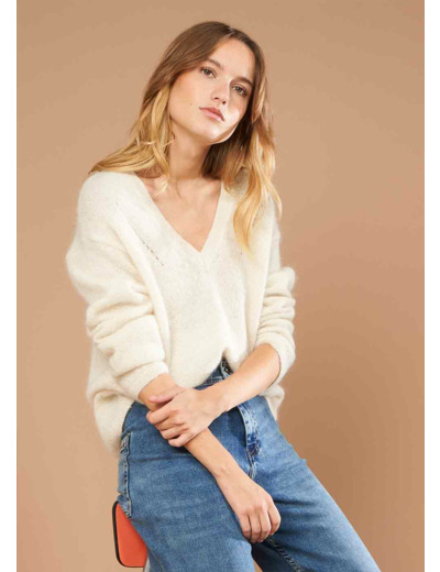 Pull à col V en mohair