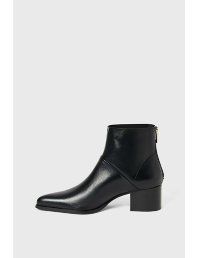 Boots noires à talon en cuir - AXEL