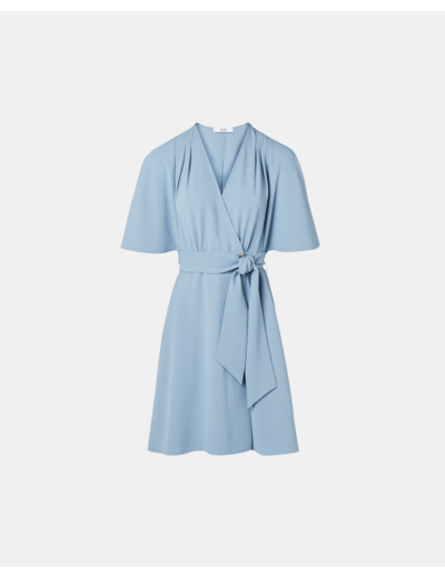Robe portefeuille en crêpe bleue