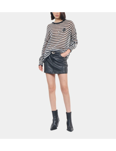 Pull En Mohair Et Laine À Rayures black / white