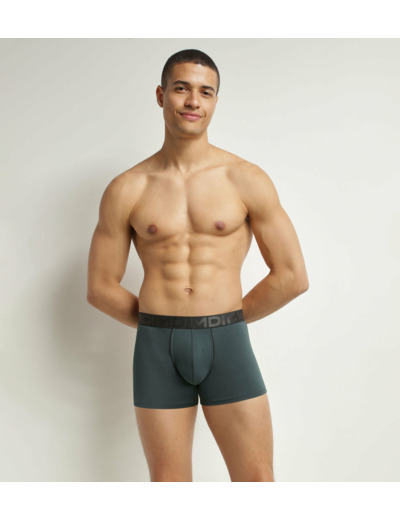 Boxer homme coton modal Vert Bouteille ceinture contrastée Dim Classic
