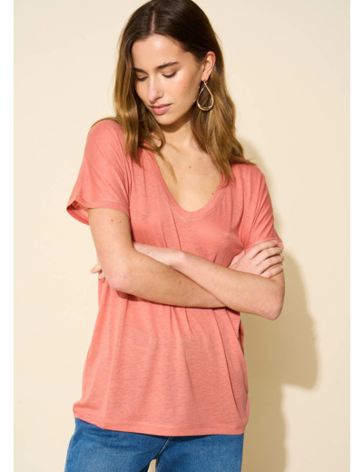 Tee-shirt oversize col V