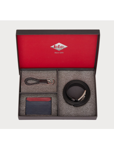 Coffret avec cienture, porte clé et porte cartes
