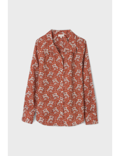 CLARENCE - Chemise en voile imprimé à grand col
