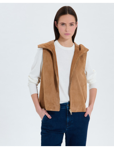 Gilet en suède beige