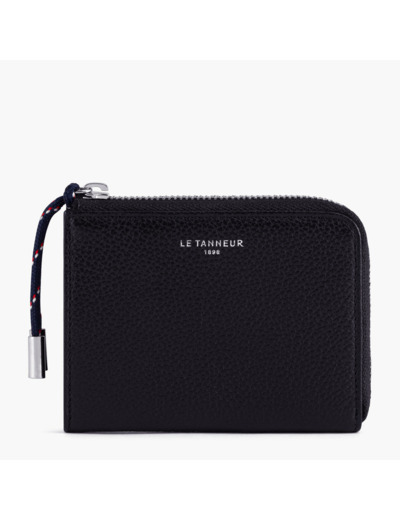 Porte monnaie zip en L Nathan en cuir grainé