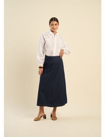 Jupe portefeuille en denim ajustable