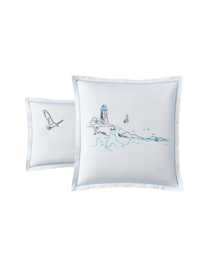 Taie oreiller brodée | Collection Phare | Tradition des Vosges