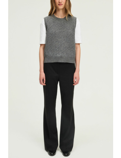 Pull à torsades en laine sans manche - ELWINNA