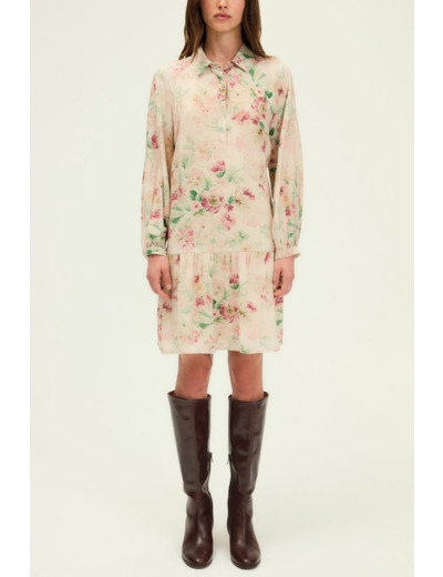Robe col chemise à fleurs - LYLIA