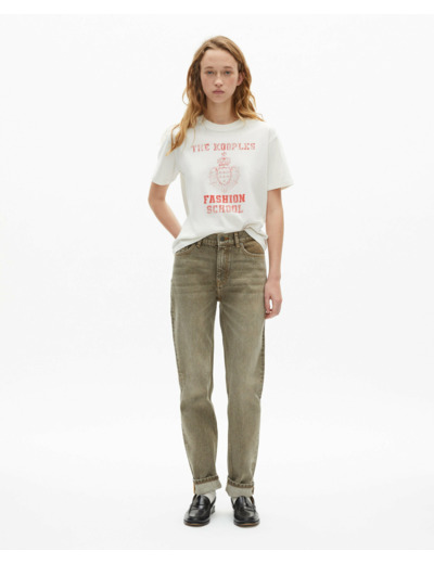 T-shirt manches courtes avec print devant ecru